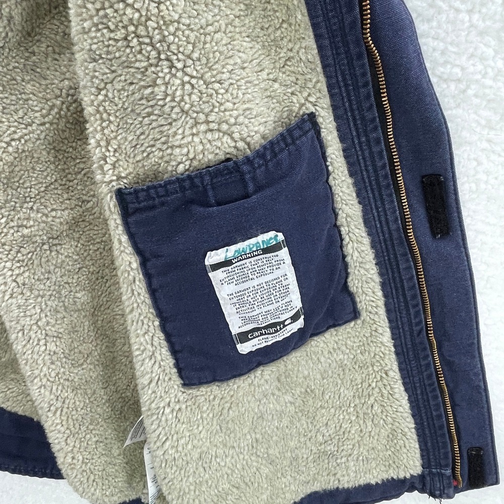 Vintage Carhartt Vest Mens 2XL Tall Blue Sherpa Lined FR Flame Resistant Cat 4 - Picture 10 of 13